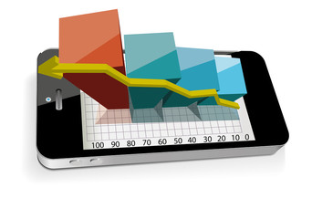 Smart phone with bar chart
