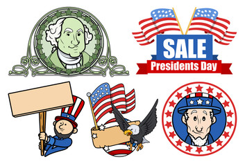 Presidents Day USA 4th of July Theme Vector Set