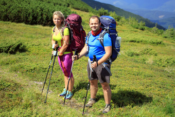 Summer hiking in the mountains.