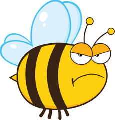 Angry Bee Cartoon Mascot Character
