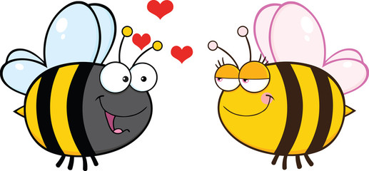 Cute Bee Looking Female Bee Cartoon Characters