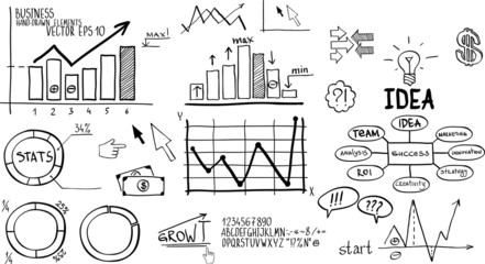 Business finance elements. Hand-drawn