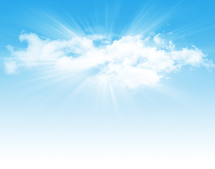 Naklejka na ściany i meble Blue sky with clouds and sun