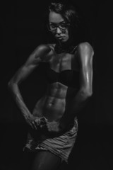 Fototapeta na wymiar Fitness lady. Black and white