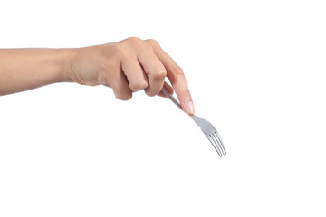 Woman hand using a dessert fork