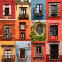 Foto auf Acrylglas Collage aus bunten mexikanischen Fenstern © chrupka