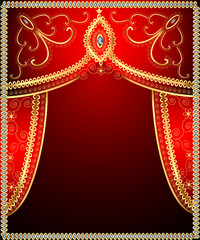 background with gold ornament on the curtains