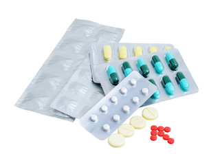 Packs of pills isolated