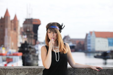 Flapper girl vintage woman in 1920s style Gdansk