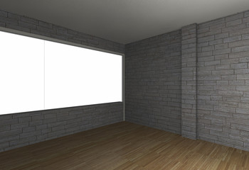Room with brick wall and wood floor