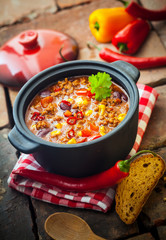 Tasty spicy chili con carne casserole