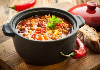 Fotobehang Tasty spicy chili con carne casserole © exclusive-design