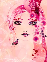 Poster Roze bloemenmeisje © AnnaPa
