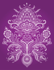 Henna Paisely Lace Flower Vector
