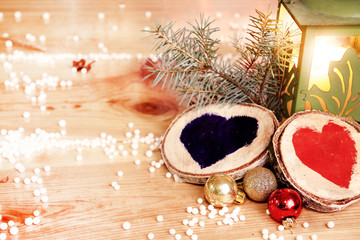 Romantic two hearts abstract