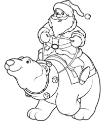 Fototapeten Mädchenzimmer Santa Claus riding on polar bear coloring page  © Anna Velichkovsky