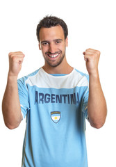 Cheering argentinian soccer fan