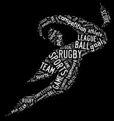 rugby football pictogram with white wordings