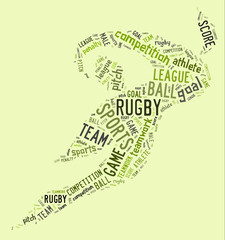 Fototapeta na wymiar rugby football pictogram with green wordings
