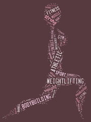 Fototapeta na wymiar weighlifting pictogram with pink wordings