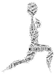 weighlifting pictogram with black wordings