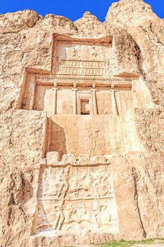 The tomb of king Daeiros carved in Naqsh-e Rustam, Shiraz, Iran.