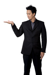 Business man sign direct isolated