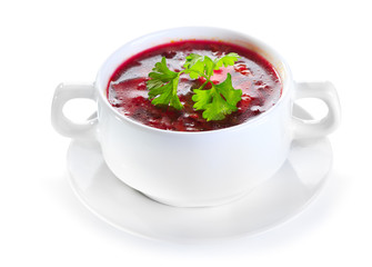 borscht soup on white background