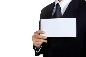 Business man Hold blank placard isolated