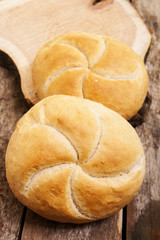 bun on wooden background