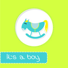 Baby boy shower card with cute horse.