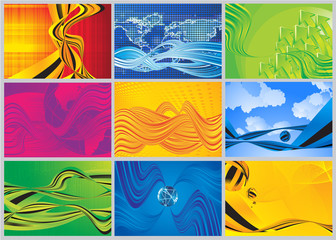 Wave and flow vector background set.