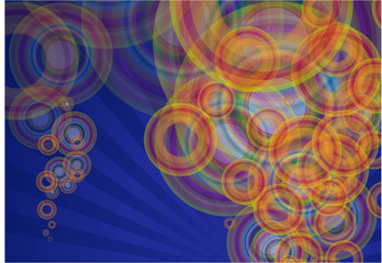 Color bubbles on glue glowing vector background.