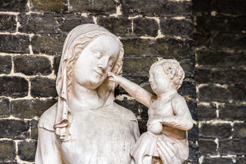 Medieval sculpture of the virgin Mary with the Christ Child