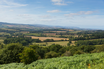 Fototapeta na wymiar View from Quantocks Somerset England of English fields