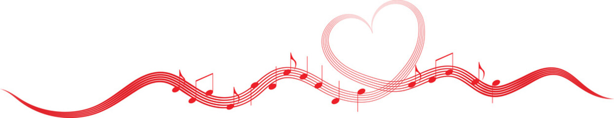 Music Notes on the Heart Wave