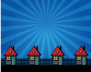 Houses silhouettes on abstract background, vector illustration