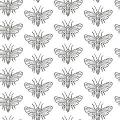 Seamless pattern with flies