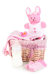 Baby accessories isolated on white