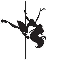 Illustration of silhouette of a dancing girl on a pole