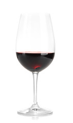 Wineglass with red wine, isolated on white