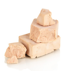 Yeast cubes isolated on white