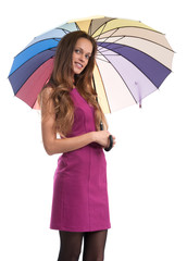 Smiling woman holding an umbrella