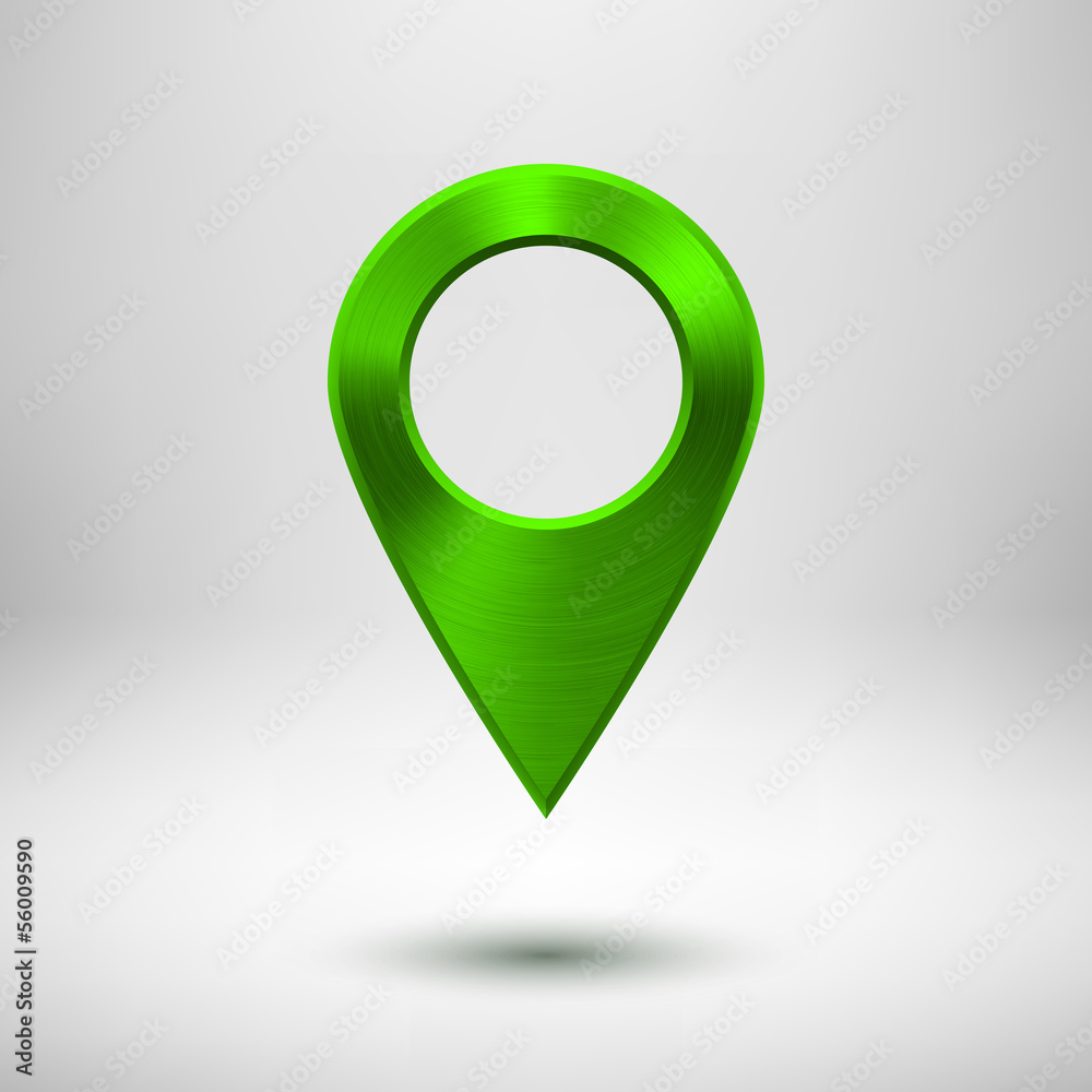 Wall mural technology pointer button with green metal texture