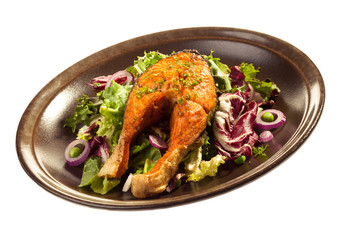 Roasted salmon with vegetables