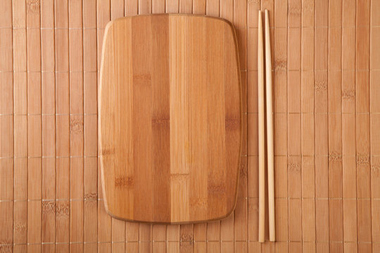 Bamboo mat and chopsticks