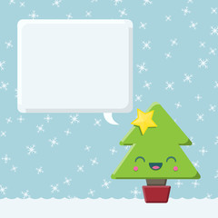 Kawaii Christmas Tree with Speech Bubble