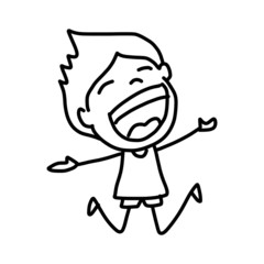 hand drawing cartoon happy kids