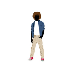 Shopping kids - boy in beige jeans (siluet)