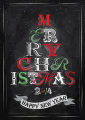 Merry Christmas lettering collection of Christmas tree from lett